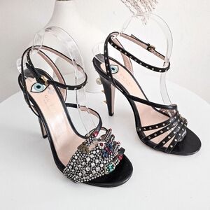 Gucci Wangy Crystal hand strappy high heel leather sandals size 37